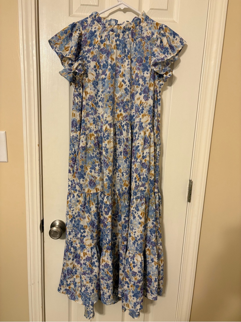 PINCH Floral Tiered Flutter Sleeve Maxi Dress - Size Small